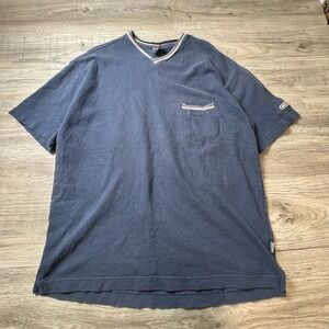 Levi's SilverTab Shirt Mens Medium Blue V-Neck Textured Pocket Vintage 90s Skate